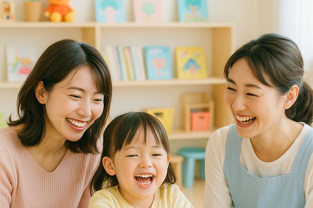 てらぴぁぽけっとの教室で笑顔の保護者・お子さま・スタッフ